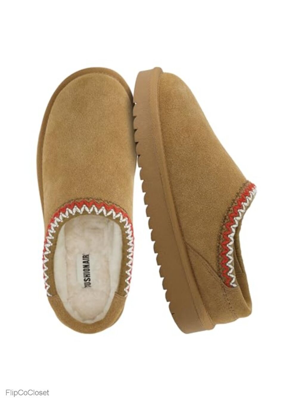 Suede Slip-On Mule Slippers Memory Foam Faux Fur Lined